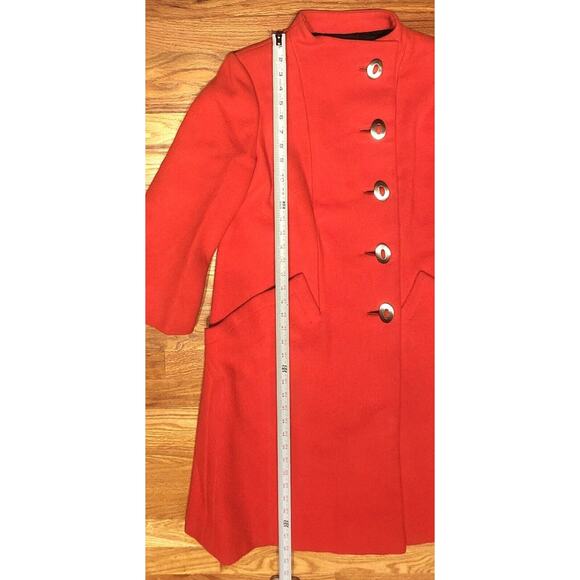 Vintage Pauline Trigere Bergdorf Goodman Large Vermillion Wool Coat Union Made - Picture 6 of 14